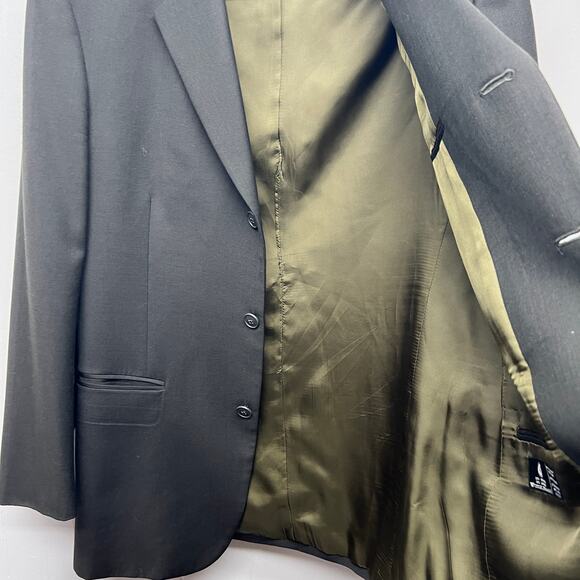 Alfani Men's New Wool Cashmere Blend Dark Olive Green Blazer Jacket Size Large - Picture 7 of 9